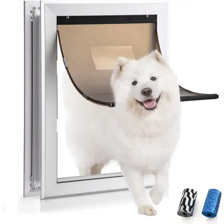 Dog Door Aluminum Pet Door with Automatic Closing Magnetic Flap
